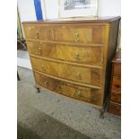 REPRODUCTION MAHOGANY BOW FRONTED CHEST OF FIVE DRAWERS, 107CM WIDE