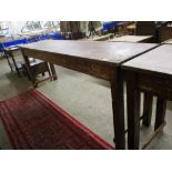 LARGE HARDWOOD RECTANGULAR WORK TABLE, 244CM WIDE