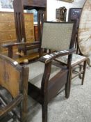 DARK STAINED COMMODE CHAIR