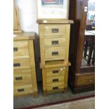 PAIR OF LIGHT OAK THREE DRAWER BEDSIDE CABINETS, 50CM WIDE