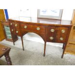 19TH CENTURY MAHOGANY BOW FRONTED SIDEBOARD, 167CM WIDE