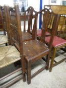 PAIR OF CHIPPENDALE STYLE SOLID SEAT DINING CHAIRS