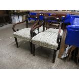 PAIR OF REGENCY PERIOD MAHOGANY BAR BACK CARVER CHAIRS