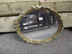 REPRODUCTION GILT OVAL WALL MIRROR, 56CM WIDE