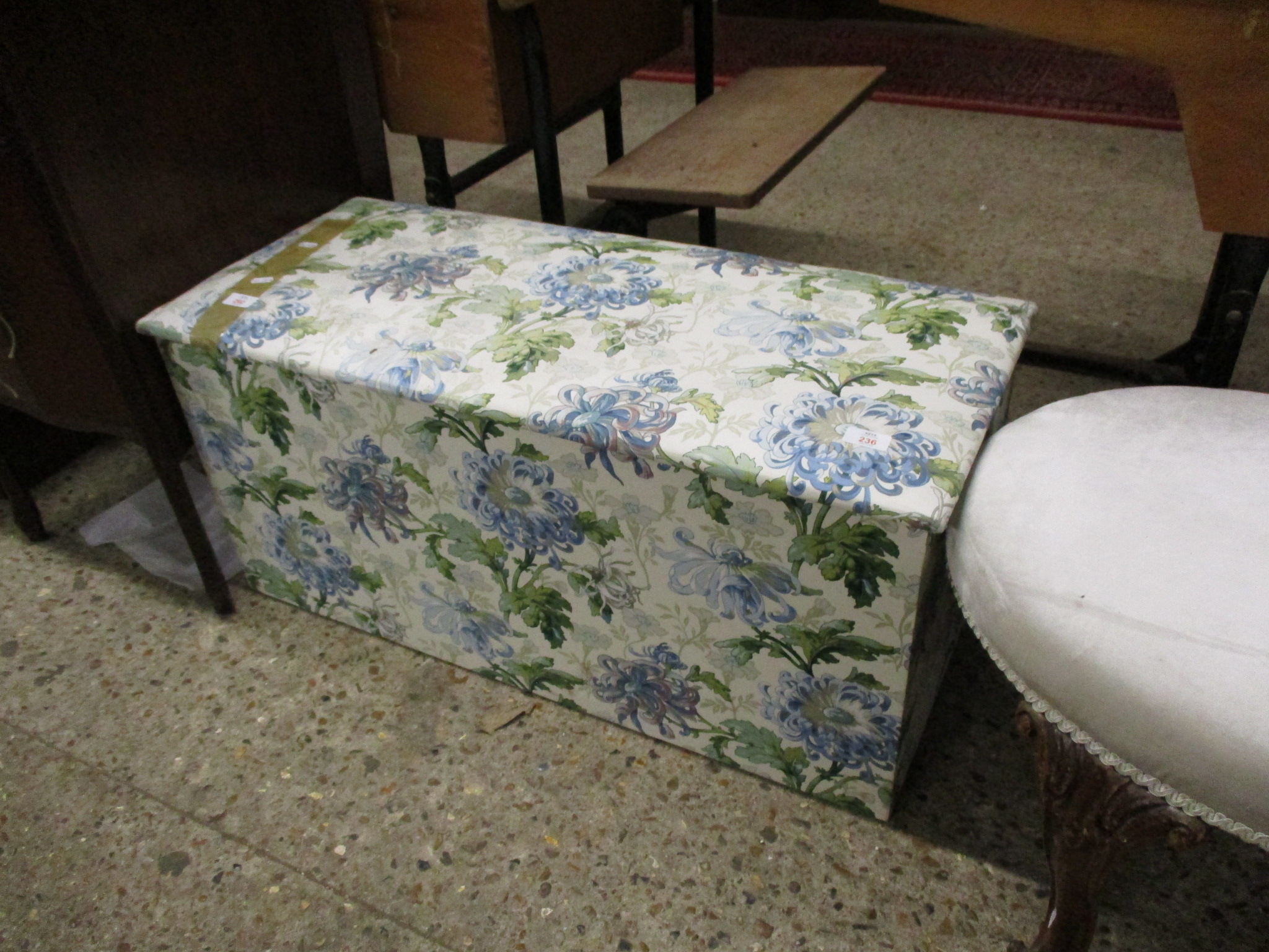 UPHOLSTERED OTTOMAN, 91CM WIDE