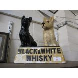 PLASTER MODEL OF TWO TERRIERS ADVERTISING BLACK & WHITE WHISKY