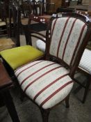 REGENCY STRIPE UPHOLSTERED DINING CHAIR AND A FURTHER BAR BACK DINING CHAIR