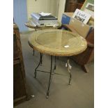 PAIR OF MODERN BASKET WORK TOP CIRCULAR OCCASIONAL TABLES, 55CM DIAM