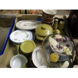 TRAY CONTAINING CERAMIC WARES, MAINLY KITCHEN ITEMS INCLUDING SET OF ROYAL DOULTON SIDE PLATES