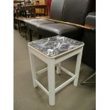 WHITE PAINTED AND MARBLE EFFECT BATHROOM STOOL