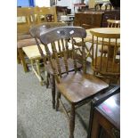 TWO STICK BACK SOLID SEAT KITCHEN CHAIRS