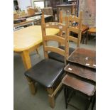 PAIR OF PINE LADDERBACK KITCHEN CHAIRS