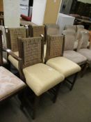 SET OF FOUR RUSH BACK MODERN DINING CHAIRS