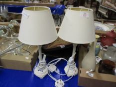 PAIR OF WHITE POTTERY WALL LAMPS