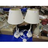 PAIR OF WHITE POTTERY WALL LAMPS