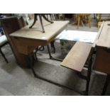 VINTAGE LIGHT WOOD SCHOOL DESK, 56CM WIDE