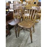 TWO SLAT BACK SOLID SEAT KITCHEN CHAIRS