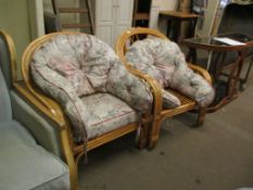 PAIR OF MODERN CANE CONSERVATORY CHAIRS