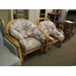 PAIR OF MODERN CANE CONSERVATORY CHAIRS