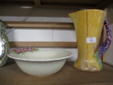 CLARICE CLIFF BOWL AND CLARICE CLIFF JUG