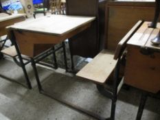 VINTAGE LIGHT WOOD SCHOOL DESK, 56CM WIDE