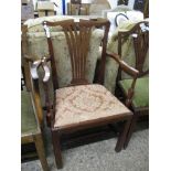 19TH CENTURY MAHOGANY CHIPPENDALE STYLE CARVER CHAIR