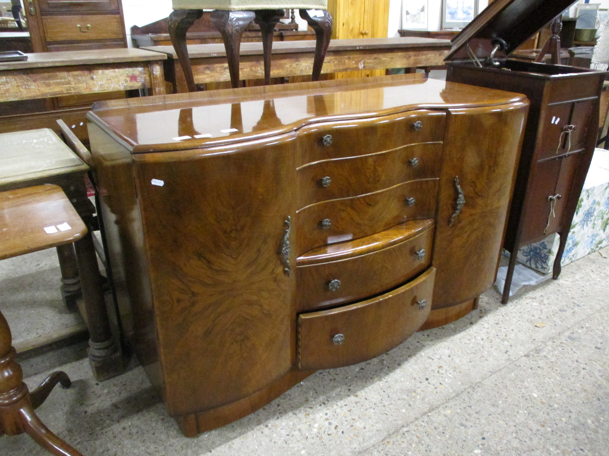 UTILITY WALNUT EFFECT SIDEBOARD, 136CM WIDE