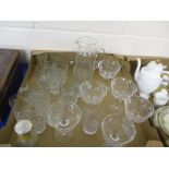 TRAY CONTAINING GLASS WARES, MUGS AND TUMBLERS