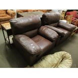 PAIR OF LEATHER UPHOLSTERED EASY CHAIRS