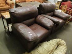 PAIR OF LEATHER UPHOLSTERED EASY CHAIRS