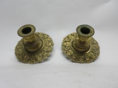 Pair of brass candlesticks, 9cm high