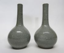 Two Chinese crackle glaze vases on a grey ground (2)