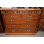 Large mahogany chest fitted with three shallow drawers over two further short and three full width