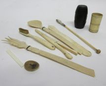 Box various ivory and bone items