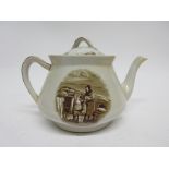 Bairnsfather WWI style teapot decorated with Bairnsfather prints with matching cover