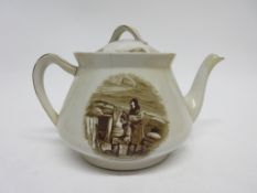 Bairnsfather WWI style teapot decorated with Bairnsfather prints with matching cover