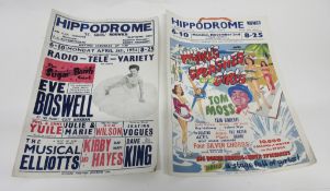 Two vintage Hippodrome (Norwich) advertising posters for Whirls Splashed Girls and Butterworth's