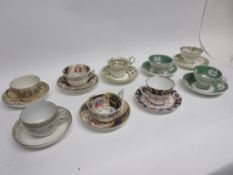 Quantity of English Porcelain tea cups and saucers, some London shape, all mid/late 19th century (