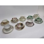 Quantity of English Porcelain tea cups and saucers, some London shape, all mid/late 19th century (