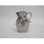 Lowestoft sparrowbeak jug in polychrome with flowers with red panels (chip to foot), 8cm high