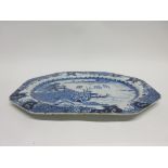 18th century English porcelain platter, the centre decorated with a chinoiserie scene within