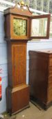 Late 18th/early 19th century oak provincial longcase clock with swan neck pediment and central