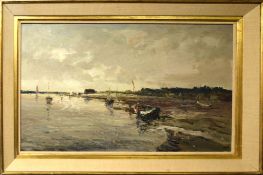 AR Jack Cox (1914-2007) Norfolk Estuary, oil on board, signed lower left, 44 x 69cm