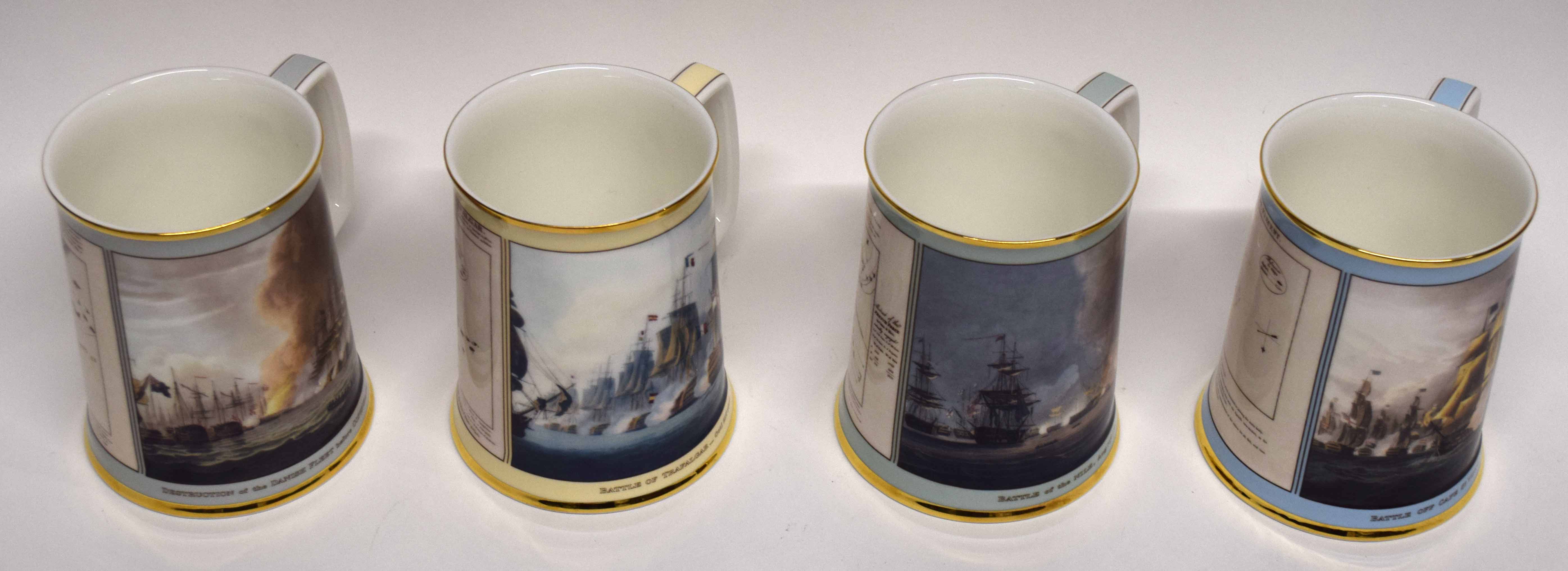 Group of four Nelson commemorative mugs produced by Royal Doulton in a limited edition of 2500,