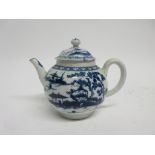 English porcelain tea pot and cover decorated with a chinoiserie scene, the tea pot probably