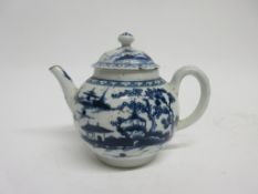 English porcelain tea pot and cover decorated with a chinoiserie scene, the tea pot probably