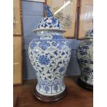 Chinese porcelain jar and cover, the baluster body decorated with floral design, the cover also with