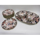 Group of Royal Crown Derby dinner wares including two tureens and covers, a large meat platter and