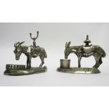 Brass and silver plated donkey ornaments each approx 9cm high