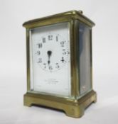 Lacquered brass cased carriage clock, Mappin & Webb London, 11cm high